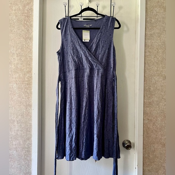 Toad&Co Asymmetrical Navy Wrap Dress - Picture 3 of 8